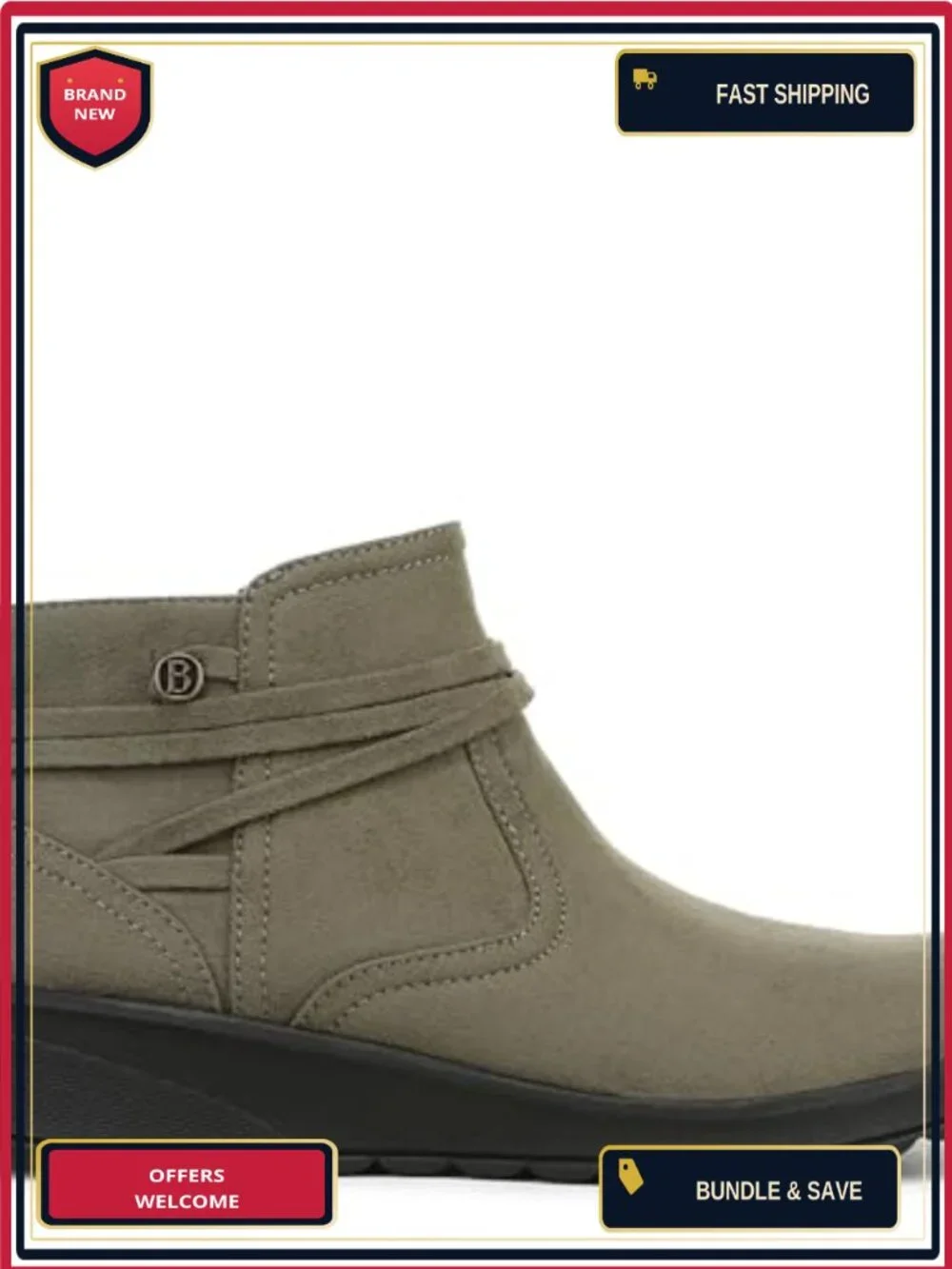 LifeStride Ankle Bootie Wedge Heel Zip Stretch Fabric Machine Washable